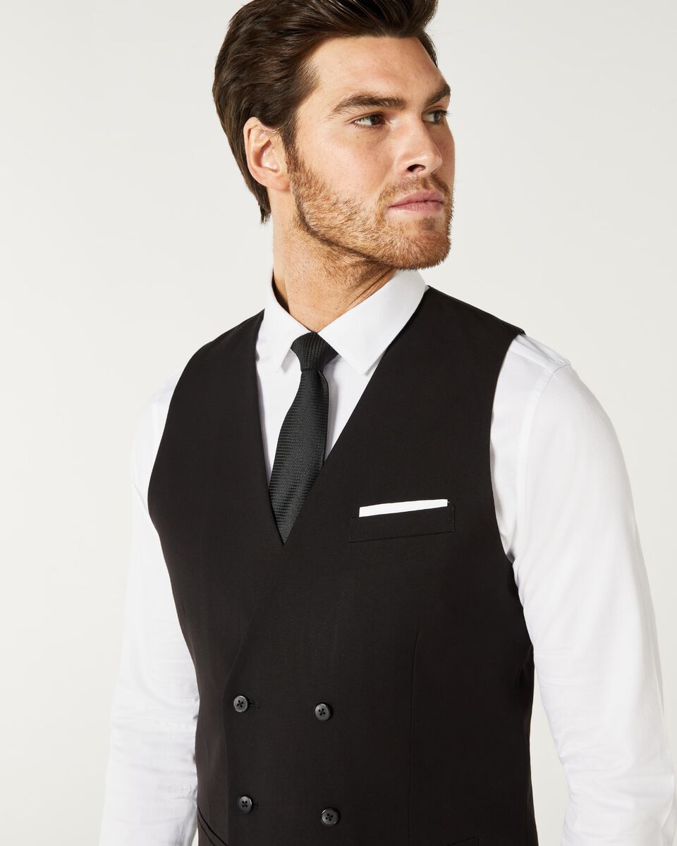 Mens Black Double Breasted Tailored Vest 
